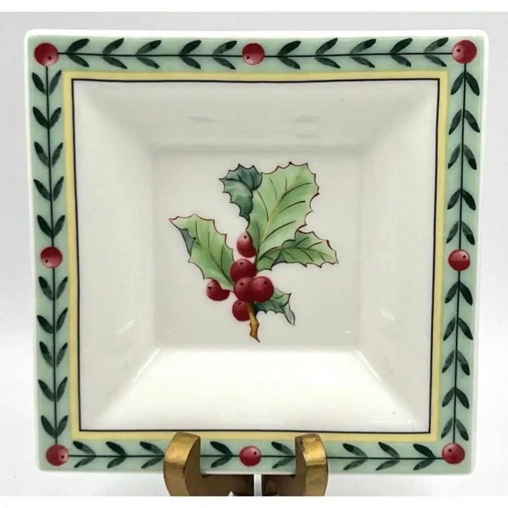 VILLEROY & BOCH FRENCH GARDEN CHRISTMAS Square Tray Appetizer Plate 5.5” Germany